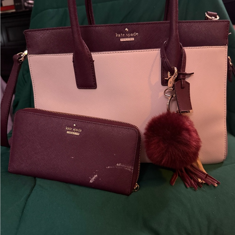 Kate Spade Purple and Cream Tote Bag Elegant Design